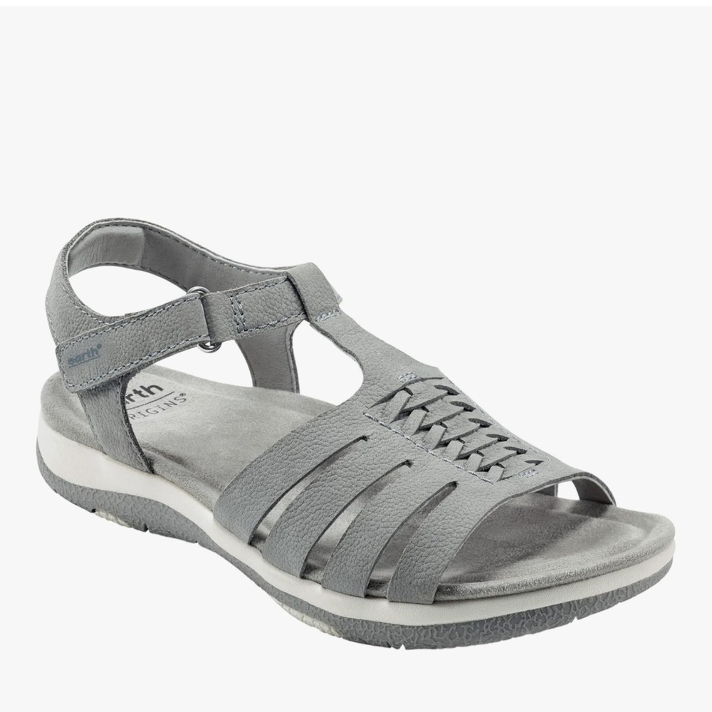 Earth Origins Women's Gray Braided Strap Sandals